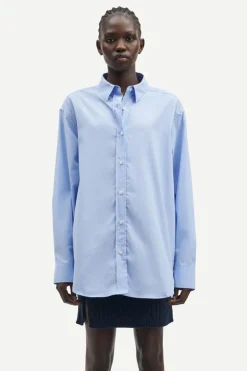 Dames blouse lange mouw blauw