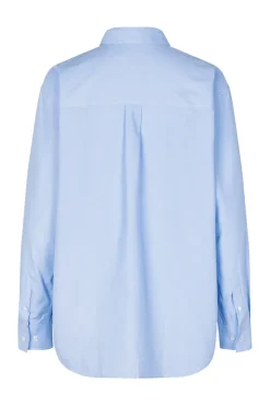 Dames blouse lange mouw blauw