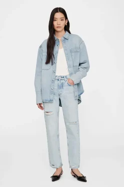 Dames blouse lange mouw blauw