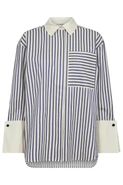 Dames blouse lange mouw blauw