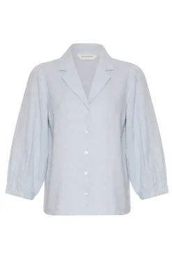 Dames blouse lange mouw blauw