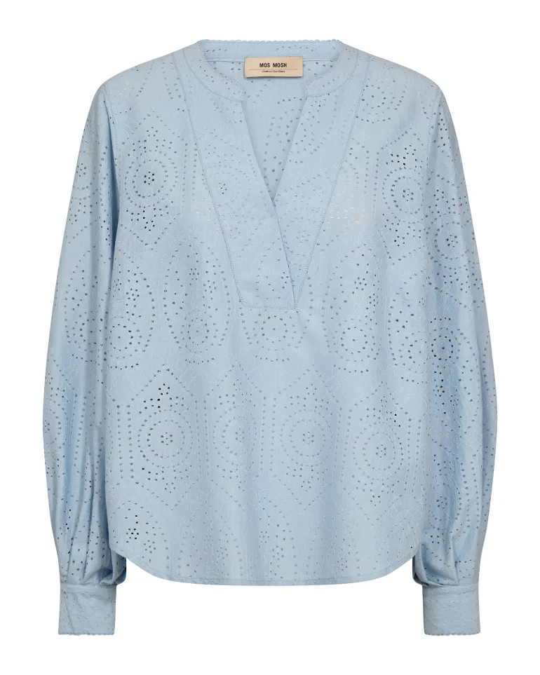 Dames blouse lange mouw blauw