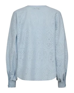 Dames blouse lange mouw blauw