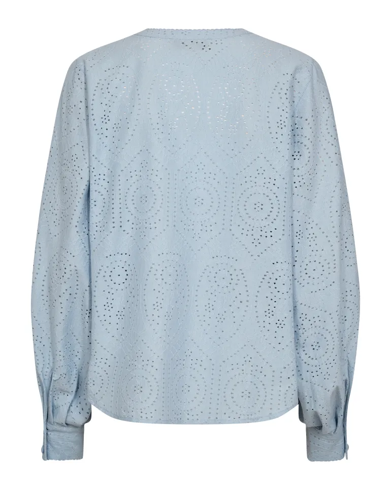 Dames blouse lange mouw blauw