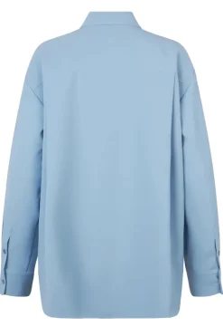 Dames blouse lange mouw blauw
