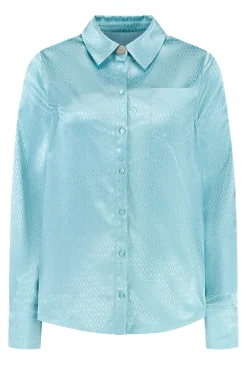 Dames blouse lange mouw blauw