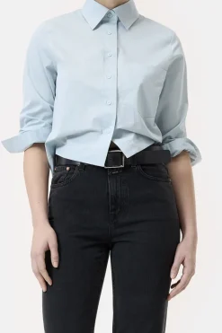 Dames blouse lange mouw blauw