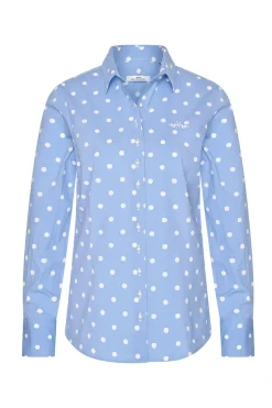 Dames blouse lange mouw blauw