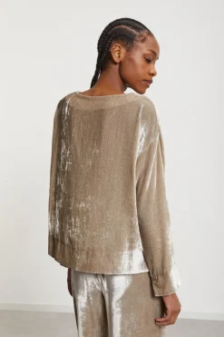 Dames blouse lange mouw bruin