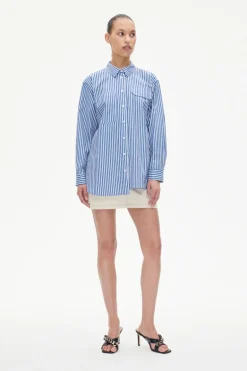 Dames blouse lange mouw blauw
