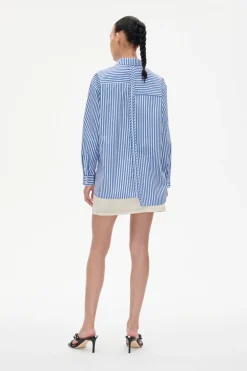 Dames blouse lange mouw blauw