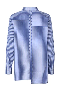 Dames blouse lange mouw blauw