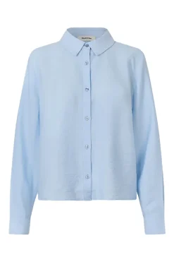 Dames blouse lange mouw blauw
