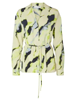 Dames blouse lange mouw bruin