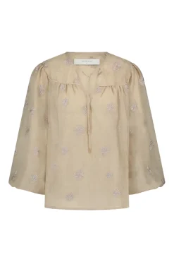 Dames blouse lange mouw bruin
