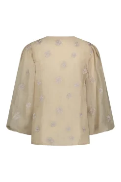 Dames blouse lange mouw bruin