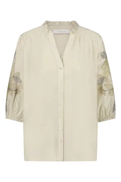 Dames blouse lange mouw ecru