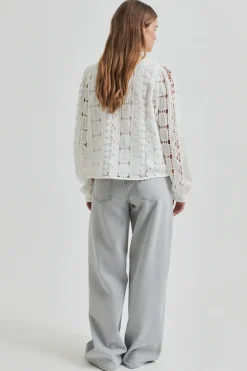 Dames blouse lange mouw ecru