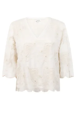 Dames blouse lange mouw ecru