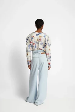Dames blouse lange mouw ecru