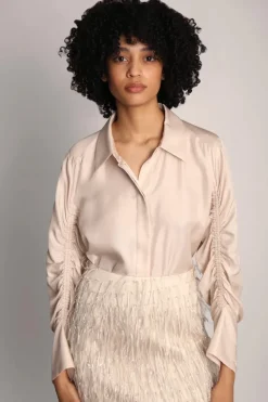Dames blouse lange mouw ecru