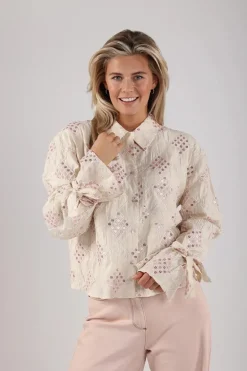 Dames blouse lange mouw ecru