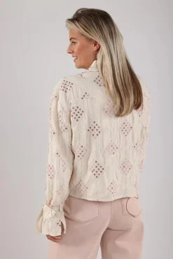 Dames blouse lange mouw ecru