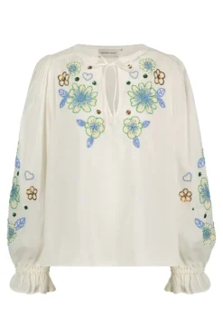 Dames blouse lange mouw ecru