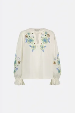 Dames blouse lange mouw ecru
