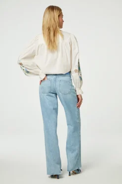 Dames blouse lange mouw ecru