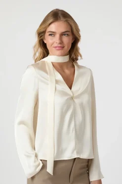 Dames blouse lange mouw ecru