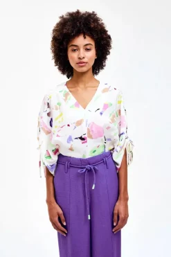 Dames blouse lange mouw ecru