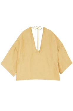Dames blouse lange mouw goud