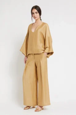 Dames blouse lange mouw goud