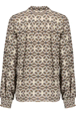 Dames blouse lange mouw grijs