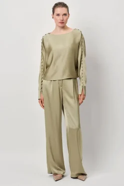 Dames blouse lange mouw groen