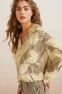Dames blouse lange mouw groen