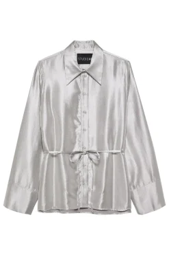 Dames blouse lange mouw grijs