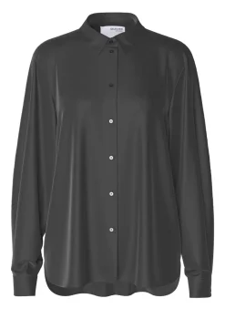 Dames blouse lange mouw grijs
