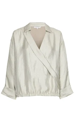 Dames blouse lange mouw grijs
