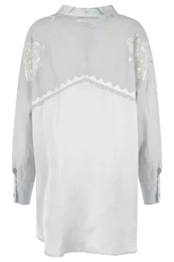 Dames blouse lange mouw grijs