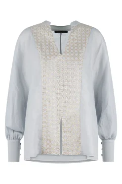 Dames blouse lange mouw grijs