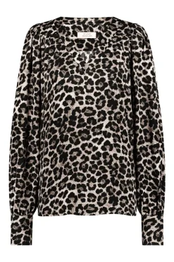 Dames blouse lange mouw grijs