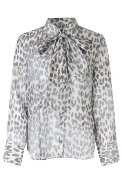 Dames blouse lange mouw grijs
