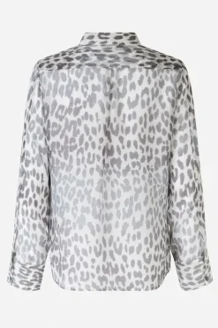 Dames blouse lange mouw grijs