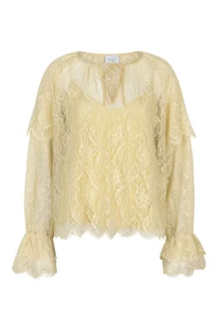 Dames blouse lange mouw geel