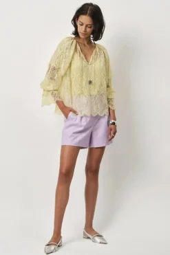 Dames blouse lange mouw geel