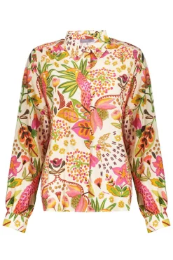 Dames blouse lange mouw oranje