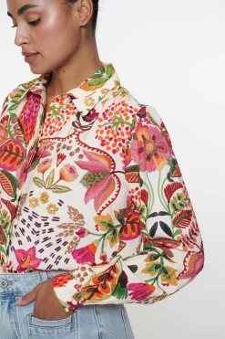 Dames blouse lange mouw oranje