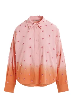 Dames blouse lange mouw oranje